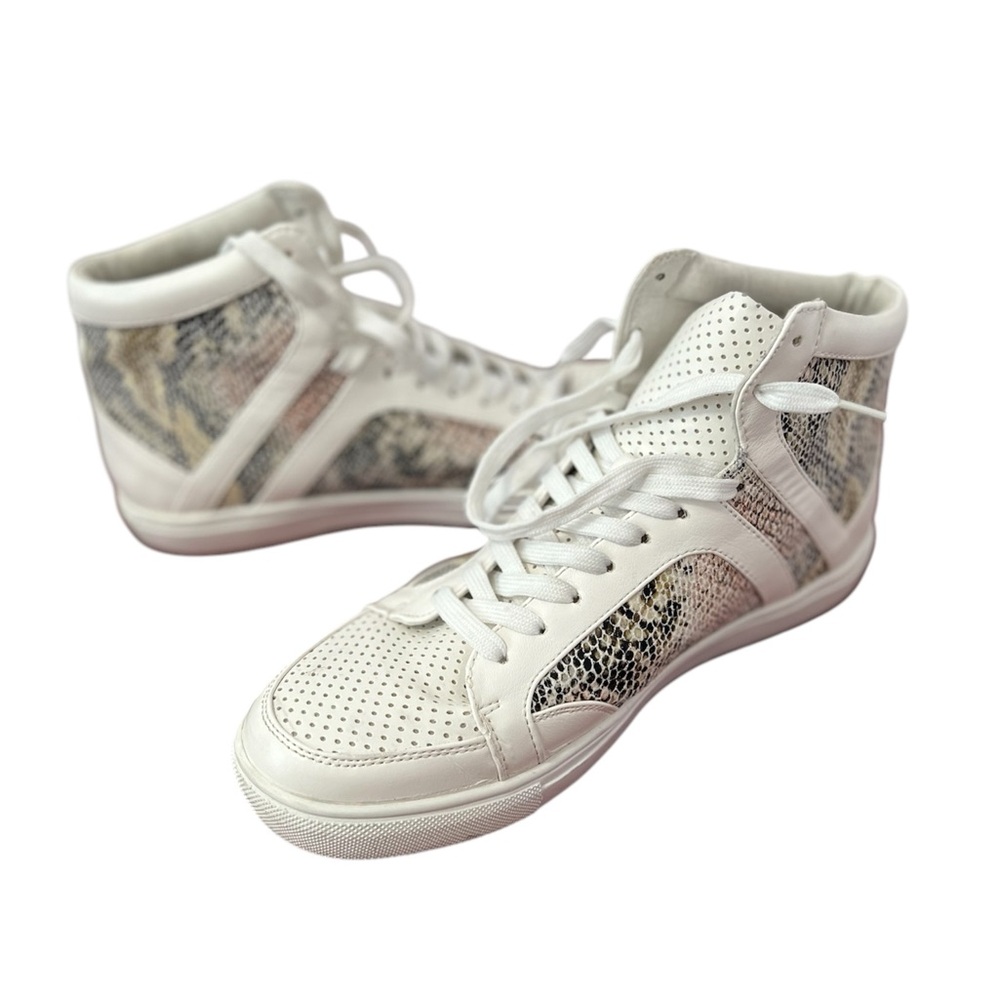 Stylish White and Gray High-Top Sneakers